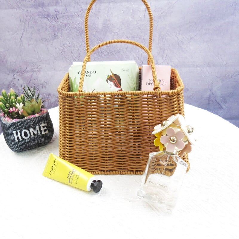 Rattan hordozható ajándékdoboz szövés születésnapi kísérő ajándékdoboz üres doboz szalma gyümölcskosár tároló kosarak esküvői kellékek