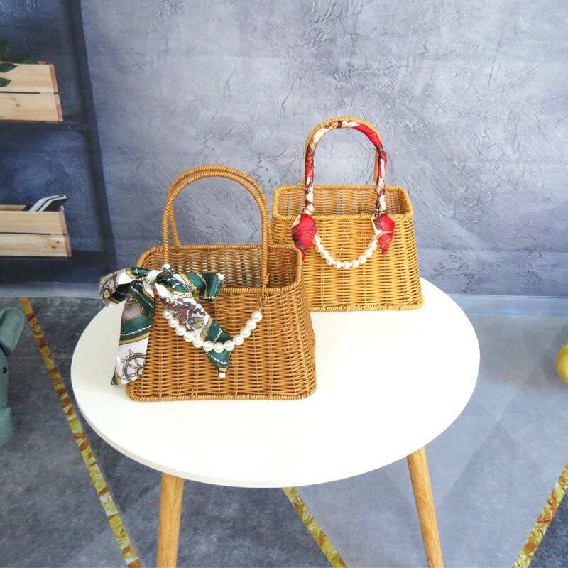 Rattan hordozható ajándékdoboz szövés születésnapi kísérő ajándékdoboz üres doboz szalma gyümölcskosár tároló kosarak esküvői kellékek