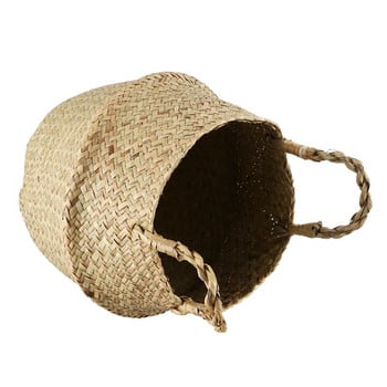 Seagrass Wickerwork Basket Rattan Πτυσσόμενη κρεμαστή γλάστρα Ζαρντινιέρη Υφαντά βρώμικα εμπόδια ρούχων Καλάθι αποθήκευσης Μέγεθος διακόσμησης σπιτιού