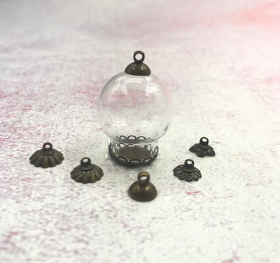 10 kom/lot 25x15 mm Okrugli stakleni privjesak Memorijski medaljon Globus Kruna Bazni metalni čep 15 mm Otvaranje bočice želja diy nalazi nakita