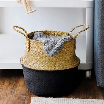 Seagrass Plant Basket - Hand Woven Belly Basket With Handles, Extra Large Storage Laundry, Picnic, Plant Pot cover