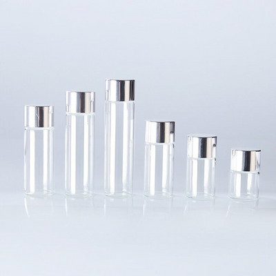 5 бр./лот 5 ml 8 ml 10 ml 14 ml 16 ml 20 ml стъклена бутилка сребърна алуминиева капачка етерично масло парфюм течност бутилки за съхранение контейнери