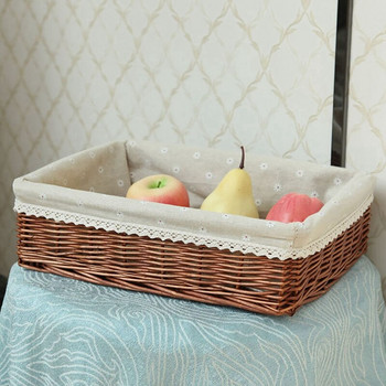 3X Ръчно изработена плетена кошница за съхранение Кошница за хляб Кошница с плодове за домашно кухненско бюро Органайзер за бонбони