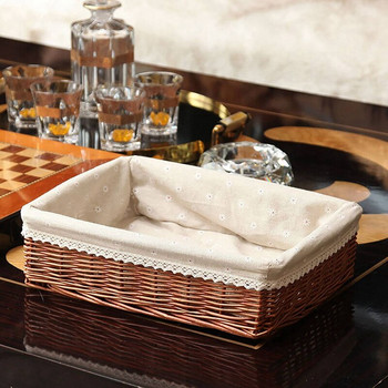 3X Ръчно изработена плетена кошница за съхранение Кошница за хляб Кошница с плодове за домашно кухненско бюро Органайзер за бонбони