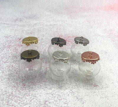 10 бр./лот 20x12 mm кух стъклен глобус с настройка 6 цветни цветни основи комплект кълбо стъклени флакони висулка стъклена бутилка капак купол декор