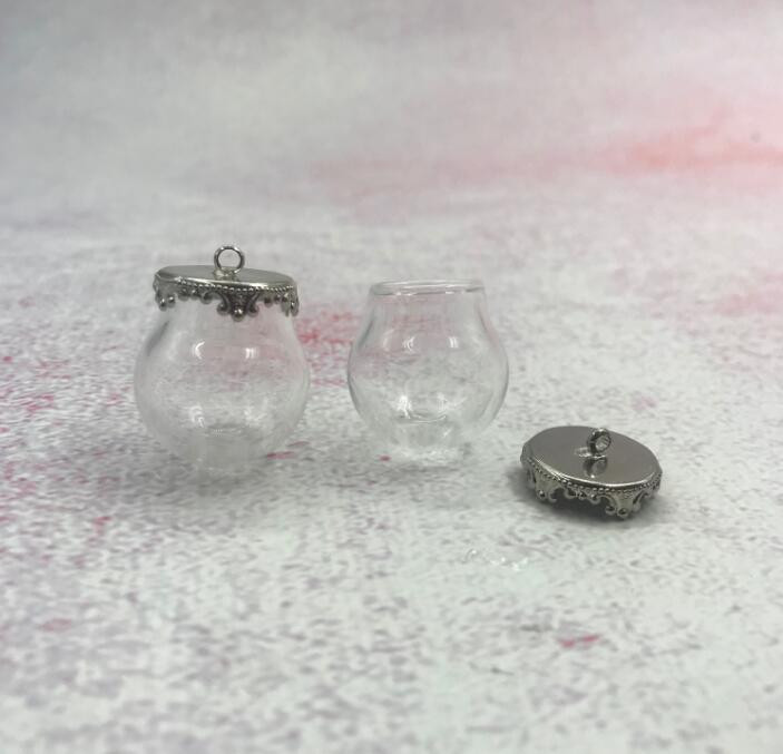 10db/tétel 20x12mm-es üreges üveggömb 6 színű virágalap készlettel gömbüveg fiolák függő üvegpalackfedél kupola dekor