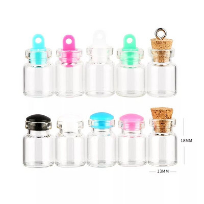 20 τμχ 0,8ml Mini Clear Glass Bottle Wishing Bottle Vials Άδεια γυάλινα βάζα με πώμα από φελλό Μπομπονιέρες για κοσμήματα για γάμους ευχών