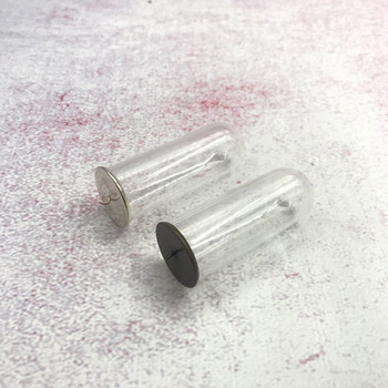 10 τμχ/παρτίδα 50x18mm κοίλο γυάλινο βάζο με σετ βάσης ρύθμισης γυάλινα φιαλίδια κρεμαστό γυάλινο μπουκάλι κοσμήματα ευρήματα diy αξεσουάρ