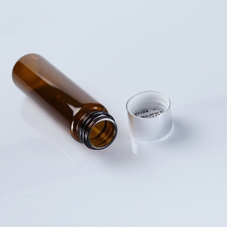 5db/tétel 5ml 8ml 10ml 14ml 16ml 20ml barna üveg palackok ezüst alumínium kupakkal üvegek üvegek üvegek kézműves esküvői dekoráció