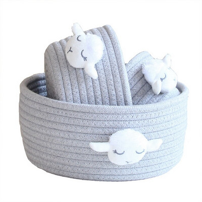 3PCS Анимационни животни Кошници за съхранение на памучни въжета Кошница за пране Тъкане Детски играчки Кутия за органайзер за настолни предмети
