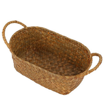 2X плетена кошница за съхранение за кухня, ръчно изработена чиния за плодове от ратан, пикник, хранителна питка, малка кутия за контейнери