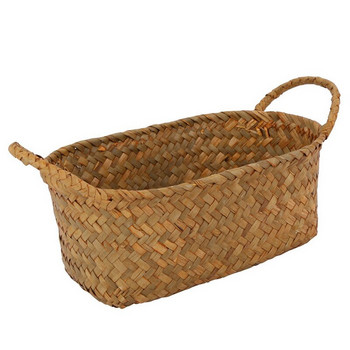 2X плетена кошница за съхранение за кухня, ръчно изработена чиния за плодове от ратан, пикник, хранителна питка, малка кутия за контейнери