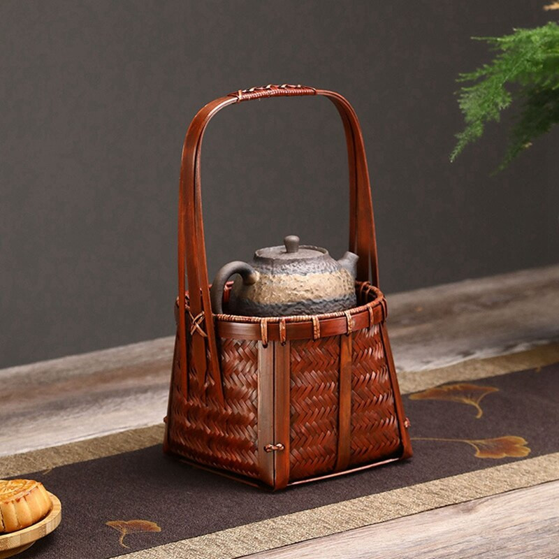 Coș de depozitare din bambus natural Coș cu flori de nuntă pentru fete. Coș de țesut manual din bambus