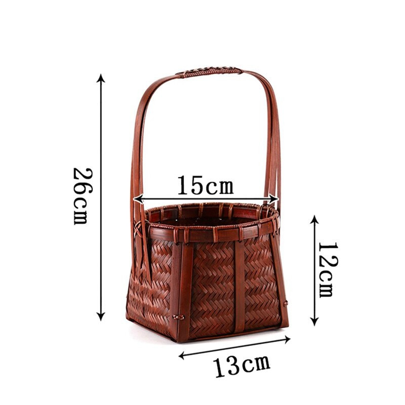 Coș de depozitare din bambus natural Coș cu flori de nuntă pentru fete. Coș de țesut manual din bambus