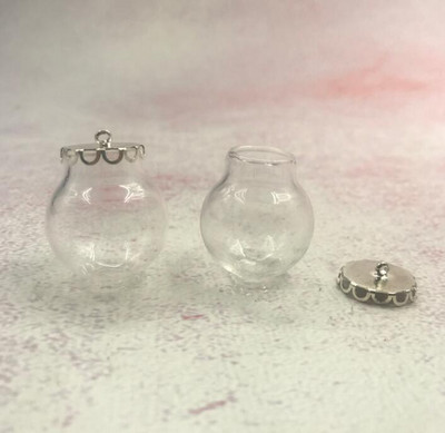 10 buc/lot 25x15mm glob de sticlă 6 culori set de bază din dantelă pandantiv flacon de sticlă capac de sticlă cupolă sticla craft colier pandantiv farmec drăguț