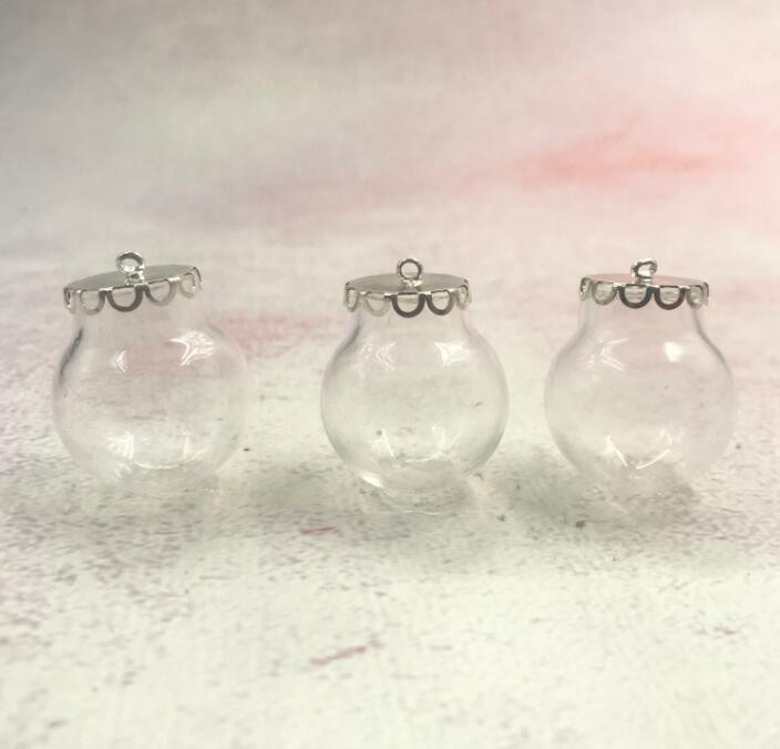 10 buc/lot 25x15mm glob de sticlă 6 culori set de bază din dantelă pandantiv flacon de sticlă capac de sticlă cupolă sticla craft colier pandantiv farmec drăguț