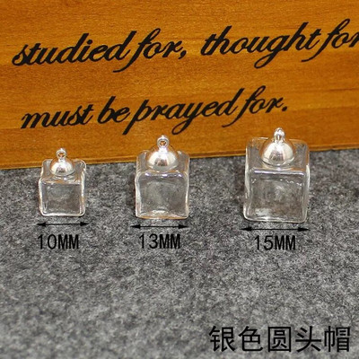 5 vnt 10/13/15 mm Tuščia kvadratinė maža dėžutė Stiklo burbulas pakabukas papuošalų radiniai madingi stikliniai gaubliai buteliukai pakabukai "pasidaryk pats" karoliai