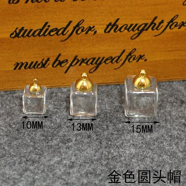 5 vnt 10/13/15 mm Tuščia kvadratinė maža dėžutė Stiklo burbulas pakabukas papuošalų radiniai madingi stikliniai gaubliai buteliukai pakabukai "pasidaryk pats" karoliai