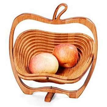 Αναδιπλούμενο καλάθι σε σχήμα μήλου, πτυσσόμενο καλάθι θήκης φρουτοχυμών και σανίδα κοπής μπαμπού ξύλο φρούτων