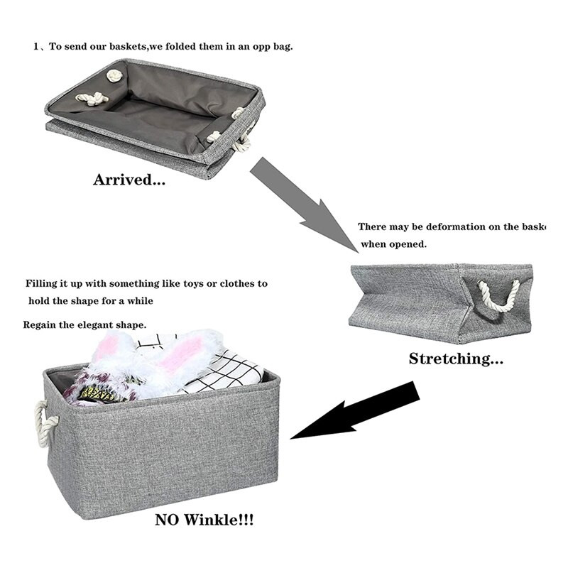 Платнена кошница за съхранение, сгъваема кутия за съхранение за детска стая и дома, сгъваема платнена кошница за рафтове за гардероб или спалня