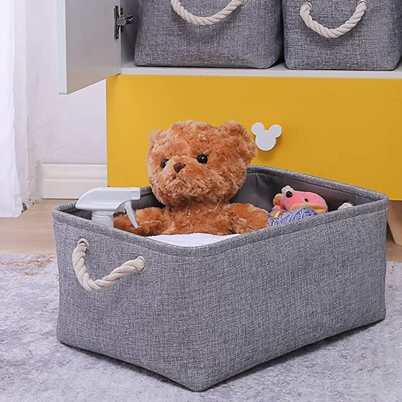 Платнена кошница за съхранение, сгъваема кутия за съхранение за детска стая и дома, сгъваема платнена кошница за рафтове за гардероб или спалня