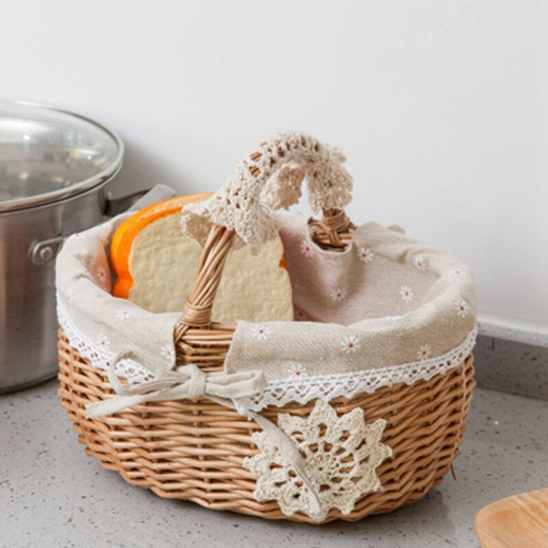 Piknikukorvi hoiukorv lihavõttepühade käsitsi kingituste kaunistamine vitstest munakorv, suur mahutavusega käepidemega vooderduskorvid