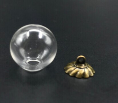 5db 12mm-es Mini Globe Glass wish Bottle Fiola medálok kupakkal Round Ball Glass Bubble Wish Medál divatos nyaklánc kiegészítő