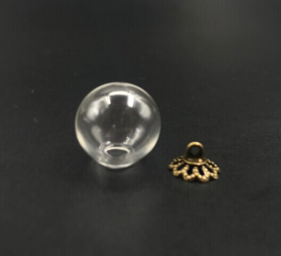 5db 12mm-es Mini Globe Glass wish Bottle Fiola medálok kupakkal Round Ball Glass Bubble Wish Medál divatos nyaklánc kiegészítő