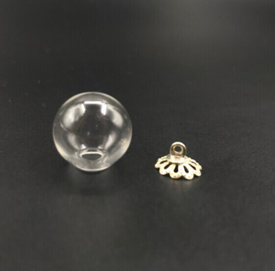 5db 12mm-es Mini Globe Glass wish Bottle Fiola medálok kupakkal Round Ball Glass Bubble Wish Medál divatos nyaklánc kiegészítő