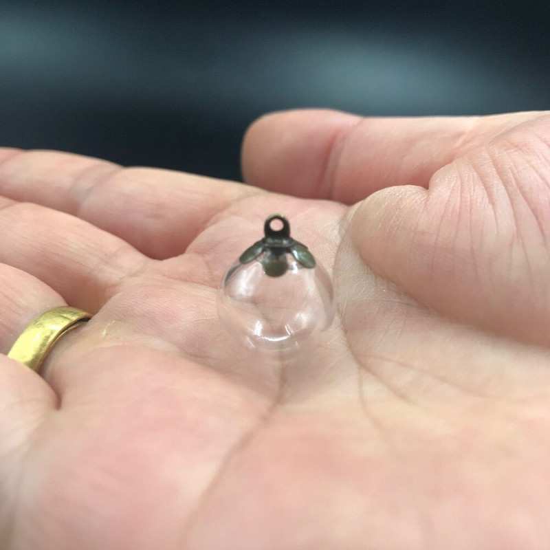 5db 12mm-es Mini Globe Glass wish Bottle Fiola medálok kupakkal Round Ball Glass Bubble Wish Medál divatos nyaklánc kiegészítő