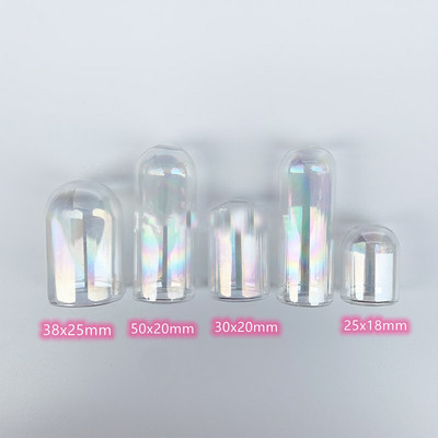 10X Rainbow mini cső csengő tégelyek üveggömb buborék fedő domediy üveg kívánságüveg fiola medál nyaklánc dekor babaház játék
