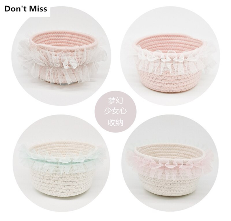 15X9CM mini játéktároló kosár pamut kötél szőtt egyéb termékek szervező tartály gyerekeknek baba gyerekjátékok