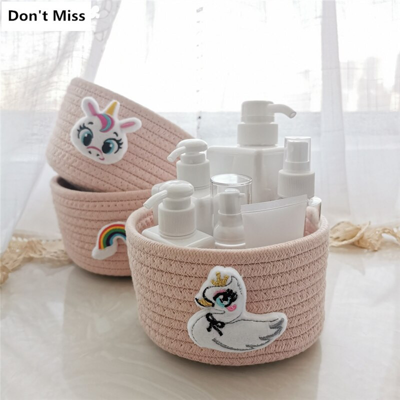 15X9CM mini játéktároló kosár pamut kötél szőtt egyéb termékek szervező tartály gyerekeknek baba gyerekjátékok