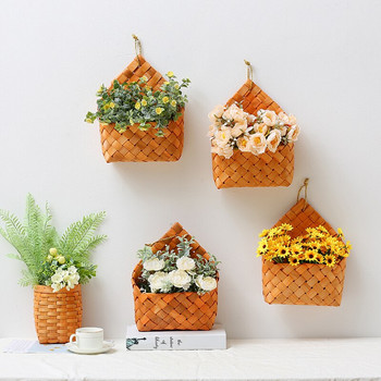 Darling Семейна кошница за съхранение Висяща на стена Естествена плетена кошница за цветя Ратанова саксия Домашна градина Контейнер за декорация на стени