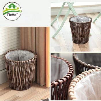 Дневна Шкаф за съхранение от ратан Плетена върба Кошче за съхранение на околната среда Спалня Кръгла кошница за дребни предмети Семпло обзавеждане за дома