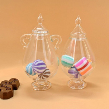 Κουκλόσπιτο Miniature Glass Candy Jar Simulation Candy Bottle Bottle Toy 1/12 Scale Pretend Toy for Home Kitchen Decor