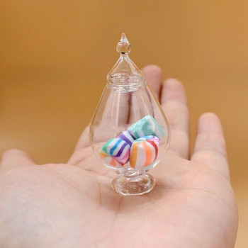 Κουκλόσπιτο Miniature Glass Candy Jar Simulation Candy Bottle Bottle Toy 1/12 Scale Pretend Toy for Home Kitchen Decor