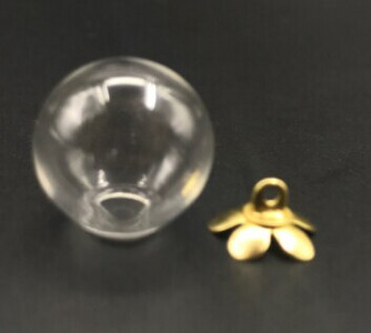5db 12mm átlátszó kerek üveg fém arany kupak üveggolyós fiola medál Mini Wishing Bottle Glass BOTTLE parfümolajos flakon dekor