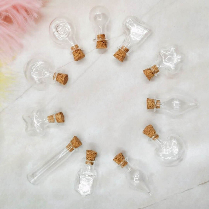 15 ΤΕΜ Μίνι φελλό γυάλινο μπουκάλι γυάλινο φιαλίδιο κρεμαστό φελλό μπουκάλια μπρελόκ ευχών μπουκάλι κολιέ μενταγιόν χειροποίητα ευρήματα κοσμημάτων