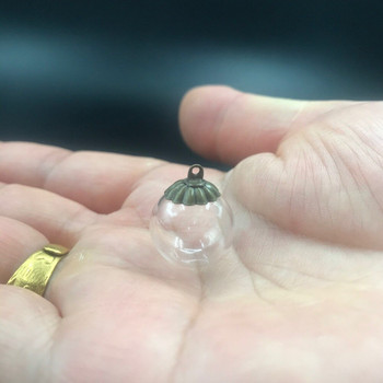 5 τμχ 14mm Διαφανής γυάλινη σφαίρα στρογγυλή μπάλα με καπάκι Γυάλινο μπουκάλι άδειο φιαλίδιο μενταγιόν diy ευρήματα προμήθεια αξεσουάρ γούρι