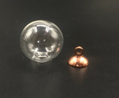 5db 14mm-es átlátszó üveggömb kerek golyó kupakkal Üvegpalack üres fiola medál barkács lelet kellékek varázsa