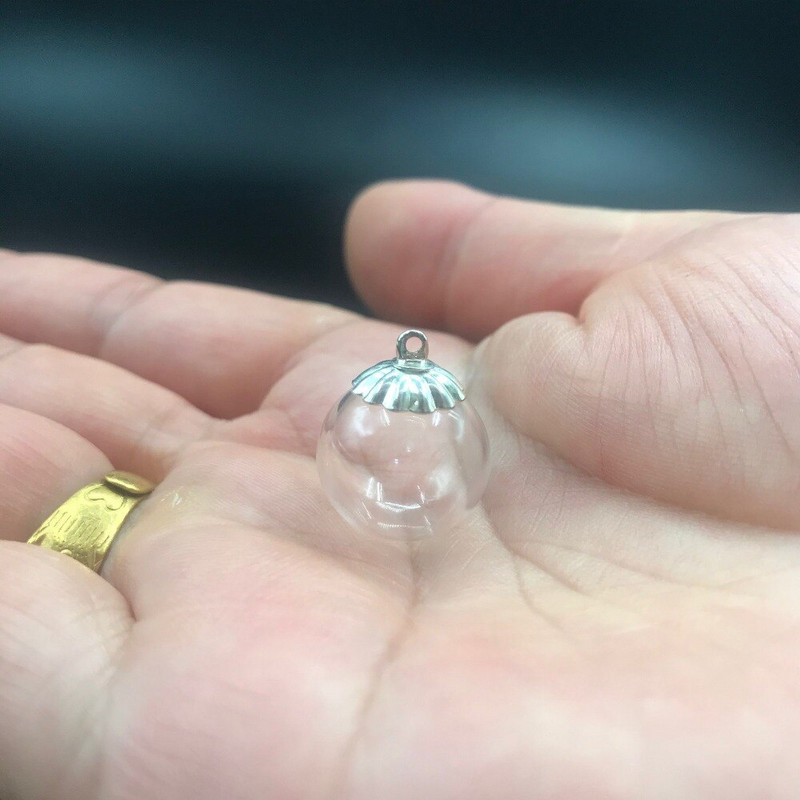 5db 14mm-es átlátszó üveggömb kerek golyó kupakkal Üvegpalack üres fiola medál barkács lelet kellékek varázsa