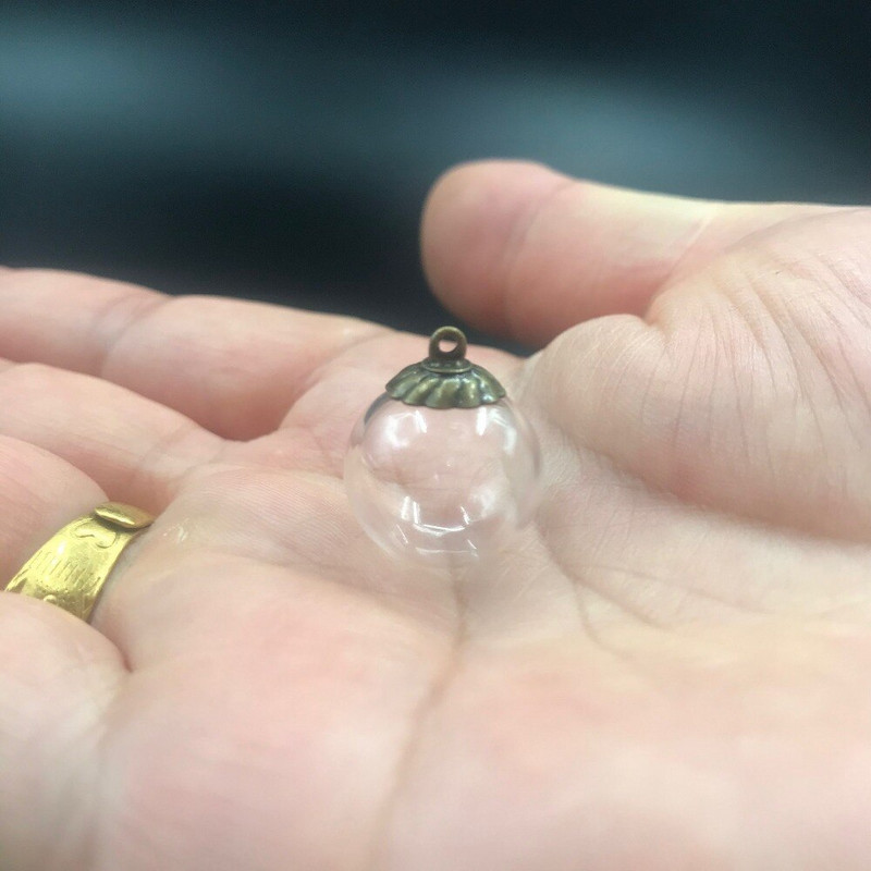 5db 14mm-es átlátszó üveggömb kerek golyó kupakkal Üvegpalack üres fiola medál barkács lelet kellékek varázsa