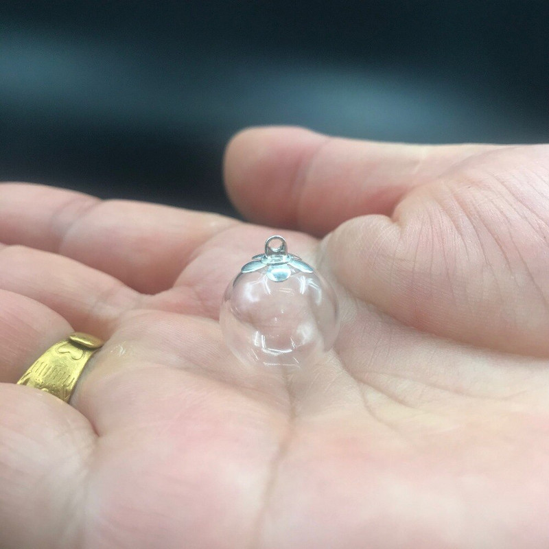 5db 14mm-es átlátszó üveggömb kerek golyó kupakkal Üvegpalack üres fiola medál barkács lelet kellékek varázsa