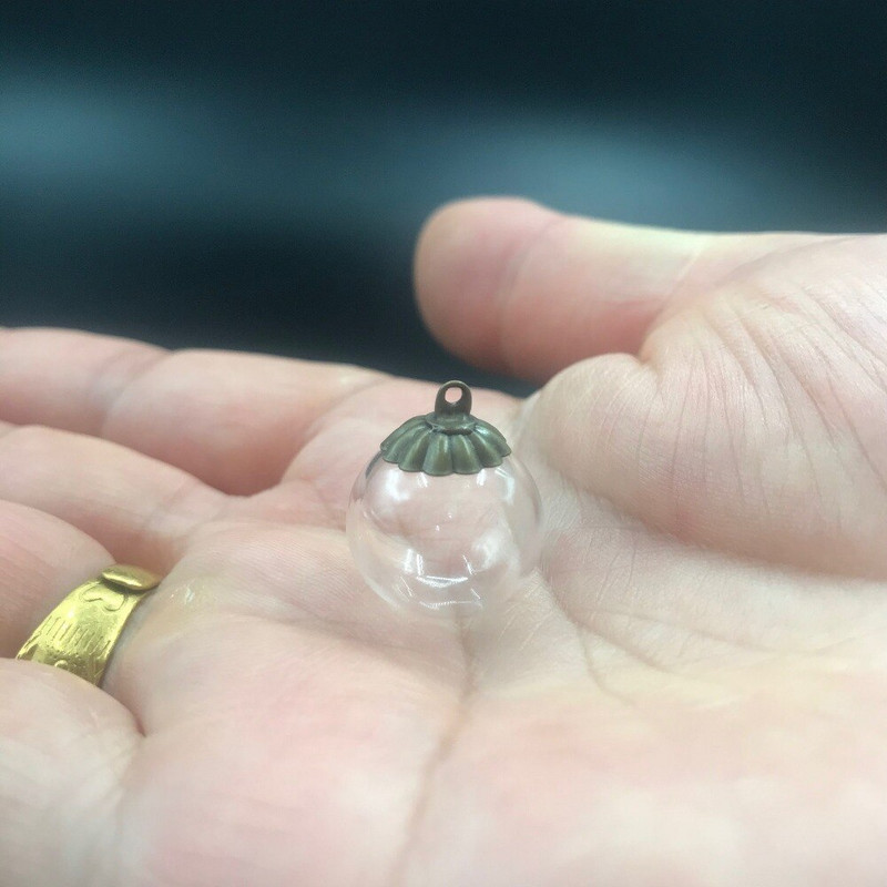 5db 14mm-es átlátszó üveggömb kerek golyó kupakkal Üvegpalack üres fiola medál barkács lelet kellékek varázsa