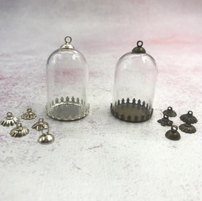 5 vnt. / siunta 38x25 mm Vamzdis stiklinis gaublys karūnėlės pagrindo karoliukai dangtelių rinkinys stiklinis buteliukas pakabukas stiklinis dangtelis kupolo stiklainiai karoliai pakabukas mielas pakabukas