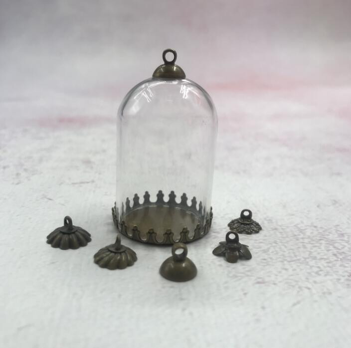 5 vnt. / siunta 38x25 mm Vamzdis stiklinis gaublys karūnėlės pagrindo karoliukai dangtelių rinkinys stiklinis buteliukas pakabukas stiklinis dangtelis kupolo stiklainiai karoliai pakabukas mielas pakabukas