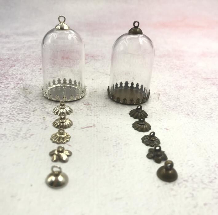 5 vnt. / siunta 38x25 mm Vamzdis stiklinis gaublys karūnėlės pagrindo karoliukai dangtelių rinkinys stiklinis buteliukas pakabukas stiklinis dangtelis kupolo stiklainiai karoliai pakabukas mielas pakabukas