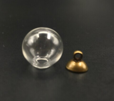 10db 12mm-es Mini Globe Glass wish Bottle Fiola medálok kupakkal Round Ball Glass Bubble Wish Medál divatos nyaklánc kiegészítő