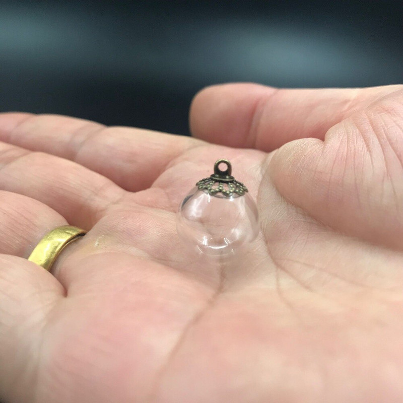 10db 12mm-es Mini Globe Glass wish Bottle Fiola medálok kupakkal Round Ball Glass Bubble Wish Medál divatos nyaklánc kiegészítő